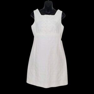 Lilly Pulitzer White Sleeveless Square Neckline Cotton Jacquard Dress Size 4